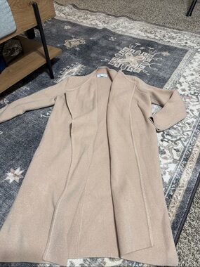Chicwish Long Open-Front Cardigan Coatigan in Beige